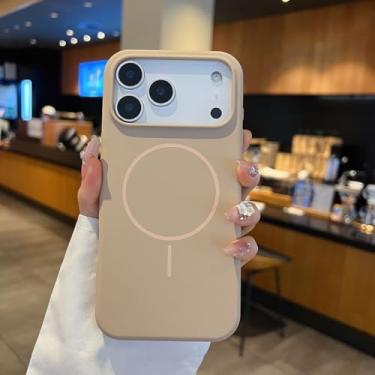 Imagem de HJZSZX Capa magnética de silicone líquido para iPhone 16 Pro com carregamento sem fio (para iPhone 16 Pro/Ouro Deserto)