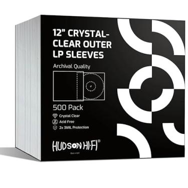 Imagem de Hudson Hi-Fi Capas externas para discos de vinil – Capa de disco de vinil transparente premium pacote com 500 – Proteja seus álbuns LP de arranhões, sujeira e poeira – Capa de disco externo sem ácido de 3 mm de espessura
