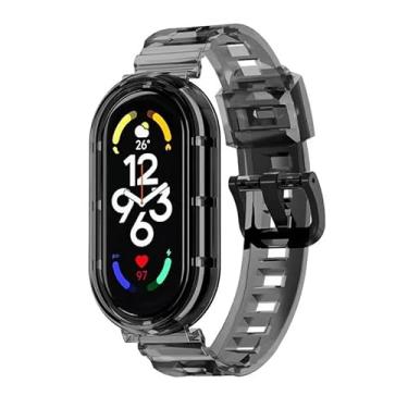 Imagem de Pulseira para relógio Xiaomi Smart Band 10/9/8 xDfind Glacier Armor com capa integrada de TPU (preto transparente)