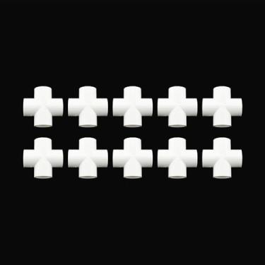 Imagem de WELWIK 10 peças 1/2 polegada 4 vias cruz PVC conector branco adequado para móveis arquitetônicos e estruturas de PVC