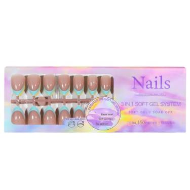 Imagem de 150PCS Pontas de Unhas Falsas em Francês para Arte DIY Primer Ponta Pré-aplicado Base Coat Suave Prensáveis Super Ajuste Sem Necessidade