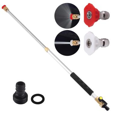 Imagem de CONGDAREN Lavadora elétrica com bico de jato extensível atualizado 2025 - Ferramenta de lavadora de alta pressão 2 em 1 para mangueira de jardim, comprimento ajustável de 45 a 81 cm, com bicos duplos