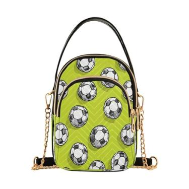 Imagem de CEBUGI Bolsa tiracolo feminina clutch bolsa de telefone bola de futebol elegante bolsa de ombro com alça de corrente removível