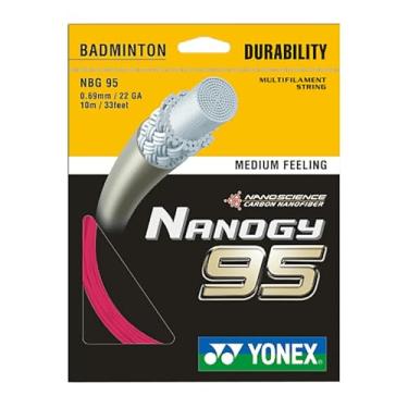 Imagem de YONEX Nanogy Conjunto de cordas de badminton 95 (rosa vermelho)