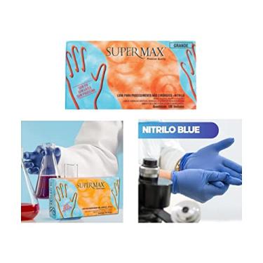 Imagem de Luva de Procedimento Nitrílica Azul Tamanho G Supermax com 100 unidades