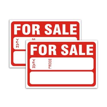 Imagem de Pacote com 2 adesivos de carro para venda, 30,5 x 20,3 cm, placa de vinil autoadesivo premium, para automóvel, barcos, garagem, quintal, casa ou empresa, sinalização publicitária (vermelho)