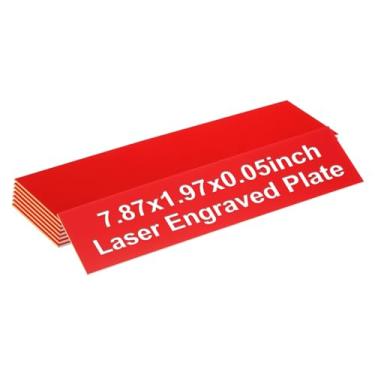 Imagem de PATIKIL Placas de nome em branco, placas de nome gravadas de 20 x 5 cm, placa de nome personalizada, placas de porta, etiquetas de mesa para escritório, sala de aula, letra branca, cor vermelha, 8