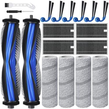 Imagem de Bluevisk Peças de reposição X11 para peças robóticas a vácuo Ecovacs Deebot X11 OmniCyclone X11 Pro Omni X11 Pro X11 com 2 escovas de rolo, 4 esfregões, 4 HEAP, 6 escovas laterais, 1 chave de fenda, 1