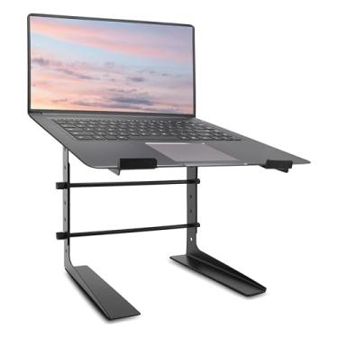Imagem de Pyle Suporte Ajustável para Laptop - Monitor de Mesa Antiderrapante de 6,3 a 26,3 Polegadas ou Suporte de Mesa de Trabalho do Computador com Alinhamento de Altura