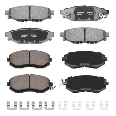 Imagem de HECHENQICHE Conjunto de pastilhas de freio de cerâmica dianteiras e traseiras com ferragens para Scion FR-S 2013, Subaru BRZ 2013-2016, Forester 2011-2018, Legacy 2013-2014, Outback 2013-2014, Impreza