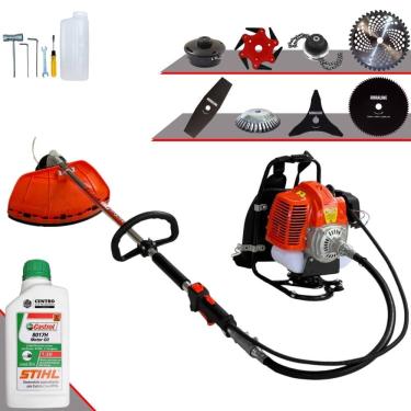 Imagem de Roçadeira Costal Terra GRC430 2T 43cc 1,7HP C/ Carretel + Facas 2 Pontas, 3 Pontas, 6 Pontas, 40 Dentes Vídea, 80 Dentes, Trimmer, Escova + ÓLEO STIHL