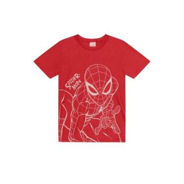 Imagem de Camiseta infantil menino do Homem-Aranha metalizado Brandili, 10, Verm