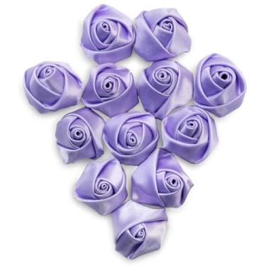 Imagem de Summer-Ray 30 peças de rosas de fita de cetim com forro de feltro – flores de tecido feitas à mão de 2 cm para artesanato, costura, embrulho de presente, decoração de casamento – lote de cores