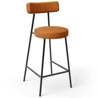 Imagem de Banqueta Baixa Para Cozinha Sala De Jantar Bar Bancada Milão L02 Couríssimo Canela - Lyam Decor