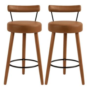 Imagem de Banquetas Retrô Estofada Encosto Cozinha Área Gourmet Churrasqueira Balcão Ilha Bar(2,Café)