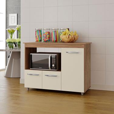 Imagem de Armário Multiuso Bela 3 Portas Cozinha Mb1 Cor Savana Off White Pc