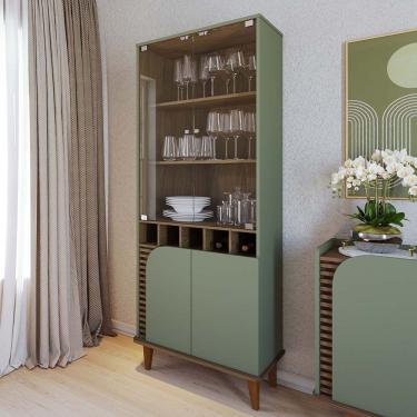 Imagem de Cristaleira Jurere 70cm 4 Portas De Giro - Ssx Multicoisas Cor Hortelã/amendoa