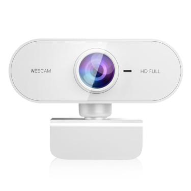 Imagem de Webcam 1080P HD,Web cam with Microphone, Noise Cancellation, Wide-Angle Lens, Auto Light Correction, Plug & Play USB Webcam for Laptop, Desktop, PC, Mac, Zoom, Skype, Streaming,White