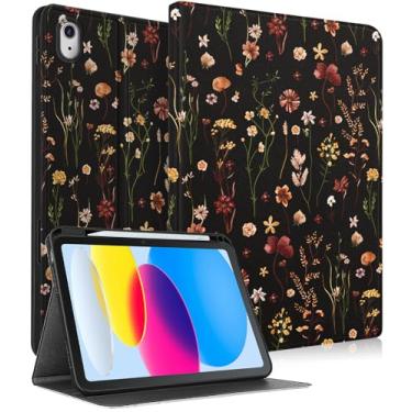 Imagem de Wazzasoft for iPad A16 Case (11th) 2025,for iPad 10th Generation 10.9 inch (2022) - Women Girls Cute Smart Folio Cover (Auto Wake/Sleep) with Build-in Pencil Holder for Apple Tablet,Retro Floral