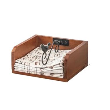 Imagem de Suporte vertical de madeira multifuncional de papel prensado vertical para guardanapo suporte de lenços decoração rural retrô adequado para restaurantes cafés ou cozinha doméstica bancada de jantar