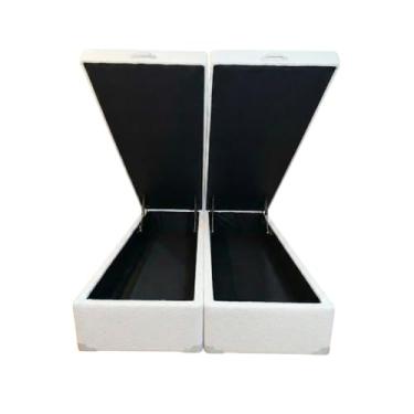 Imagem de Cama Box Baú Casal Bipartido 69 Blindado Diversas Cores Linhão - (138x188x42) (Linhão - Turim Milão Branco)