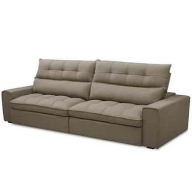 Imagem de Sofá Retrátil Reclinável Para Sala de Estar Living 250cm Dimas F04 Veludo Marrom Claro - Lyam Decor
