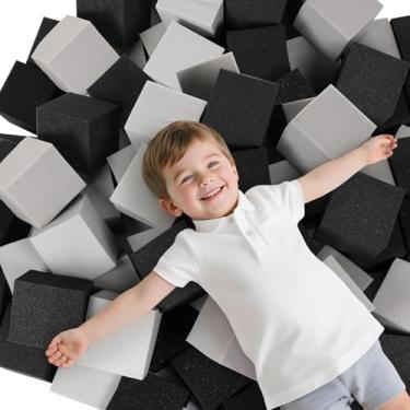 Imagem de WINTECY 24PCS Foam Cubes 5"x5"x5"- Foam Pit Blocks Set, Soft Stacking Blocks for Indoor Games,Trampolines, Gymnastics, Parkour & Action Sport (Light Grey and Black)