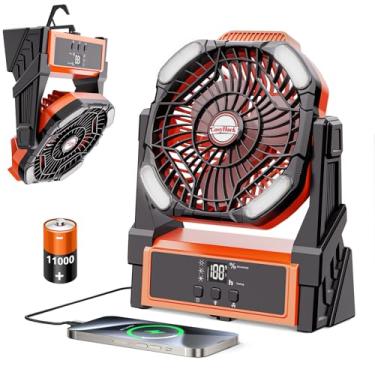 Imagem de CosyHack Ventilador de acampamento portátil de 20000 mAh, ventiladores operados por bateria recarregável com luzes, ventilador de barraca de praia ao ar livre, 4 velocidades, brilho ajustável para