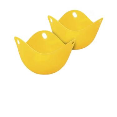 Imagem de KIT 2 Formas Premium Silicone Sem BPA para Cozimento de Ovos Poche Amarelo - Prático e Seguro