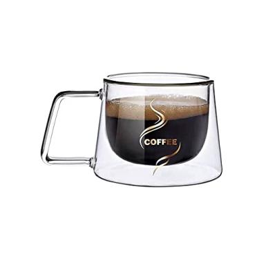 Imagem de Caneca de café de café de parede dupla transparente de 200 ml com alça, caneca de café da manhã com alto teor de borossilicato (estilo 2)