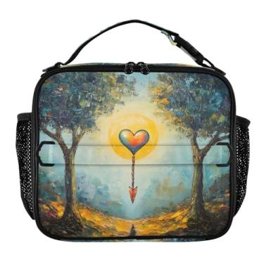 Imagem de Joisal Lancheira infantil amarela Heart Arrow Sun, grande, isolada, à prova de vazamento, lancheira masculina