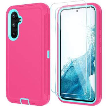 Imagem de ONOLA Capa de telefone para Samsung Galaxy S23 com protetor de tela HD, resistente, à prova de choque e à prova de quedas, capa de telefone de 3 camadas para Galaxy S23 de 6,1 polegadas, rosa azul