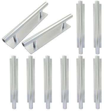 Imagem de Murtenze Pacote com 10 puxadores autoadesivos, adesivos de plástico ABS para armários de cozinha, móveis de porta deslizante (prata)