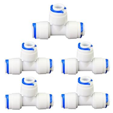 Imagem de T de pressão para conectar purificador de água, encaixe de pressão para conexão de tubo PE de 0,65 cm, compatível com filtragem de água RO, pré-purificador, geladeira, adaptador de plástico para