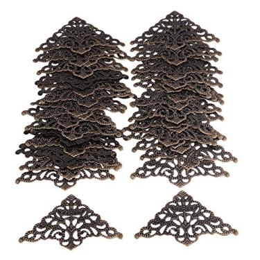 Imagem de RDEXP 5,5 x 5,5 cm Suporte de prateleira decorativo de metal de ferro, ângulo direito, conjunto de 40 peças de bronze