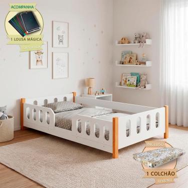 Imagem de Minicama Infantil Montessoriana Melissa Branca com Lousa Mágica ? Diversão e Criatividade