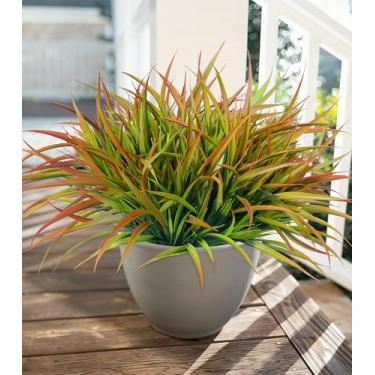 Imagem de Ivydale 12 peças de plantas artificiais para uso ao ar livre, grama de plástico falso, decoração de primavera, resistente aos raios UV, arbustos externos, plantas falsas, para plantadores, pátio
