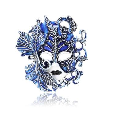 Imagem de coadipress Broche de máscara vintage para mulheres e homens broches de corsage esmaltados coloridos para carnaval carnaval vestido de casamento acessórios, Middle, Liga de aço, Sem Pedra Preciosa