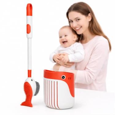 Imagem de Escova Sanitária Para Banheiro Formato De Baleia Com Suporte — Escova De Vaso Sanitário Privada, Escovinha De Banheiro E Vassourinha De Vaso. (Vermelho)