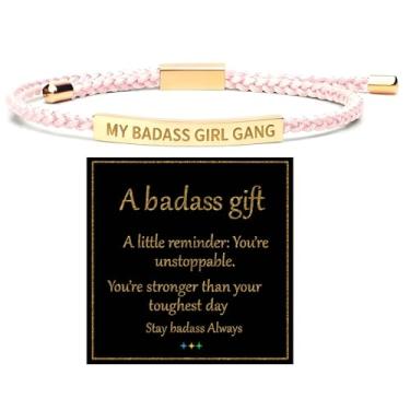 Imagem de 72ore Pulseira Badass Girl Gang Inspiradora Amizade Joias Pulseira de Melhor Amigo Pulseiras Inspiradoras para Mulheres Presente Motivacional, Large, Aço inoxidável, Sem Pedra Preciosa