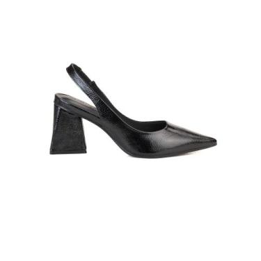 Imagem de Scarpin Clássico Slingback Bebecê Salto Bloco, Preto, 37