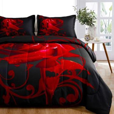 Imagem de Conjunto de edredom WONGS BEDDING Red King com 2 fronhas 103 x 90