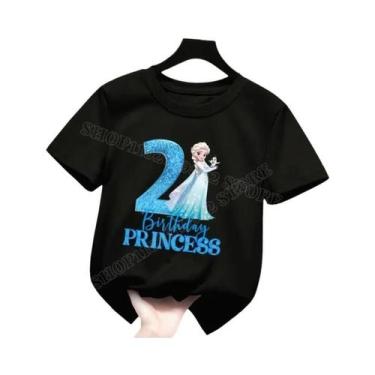 Imagem de Camiseta De Algodão Frozen Elsa Para Meninas De 1 a 9 Anos, Verão, Fes
