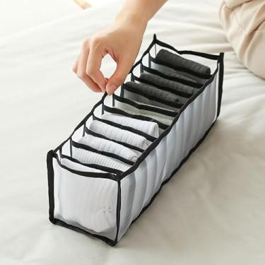 Imagem de Organizador de gaveta de meias com 11 compartimentos, caixa de armazenamento aberta para organizar meias, roupas íntimas, gravatas, gaveta que economiza espaço e organizador de prateleira de armário