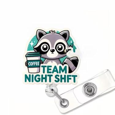 Imagem de Carretel retrátil para crachá de guaxinim, presentes fofos de enfermeira com cordão de nylon durável de 61 cm e clipe de jacaré, suporte de crachá de guaxinim engraçado, clipe de enfermeira para