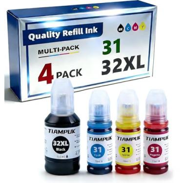 Imagem de Tiampuk Kit de refil de garrafa de tinta compatível com 5 unidades 31/32XL – uma solução de impressão econômica para várias impressoras a jato de tinta convencionais