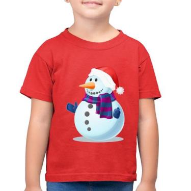 Imagem de Camiseta Algodão Infantil Boneco de neve - Foca na Moda, Vermelho, 14