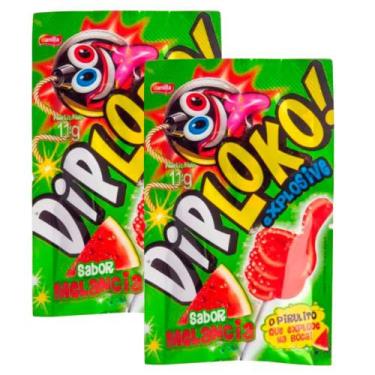 Imagem de Kit 2 Pirulito Dip Loko Explosive Sabor Melancia 11g