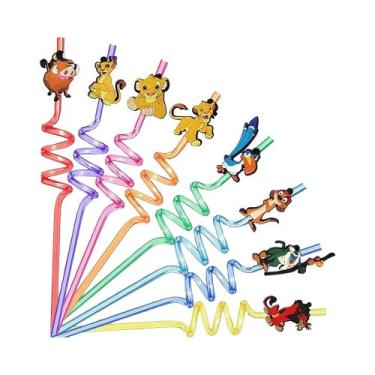 Imagem de Canudos Reutilizáveis Em Espiral Do Rei Leão Simba Para Crianças, Copo