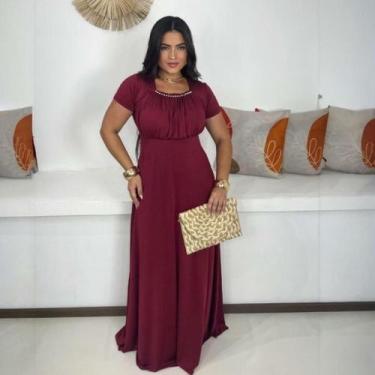 Imagem de Vestido Longo Bolinhas Liso Moda Evangélica Feminina - MISS FLOWER, Vi